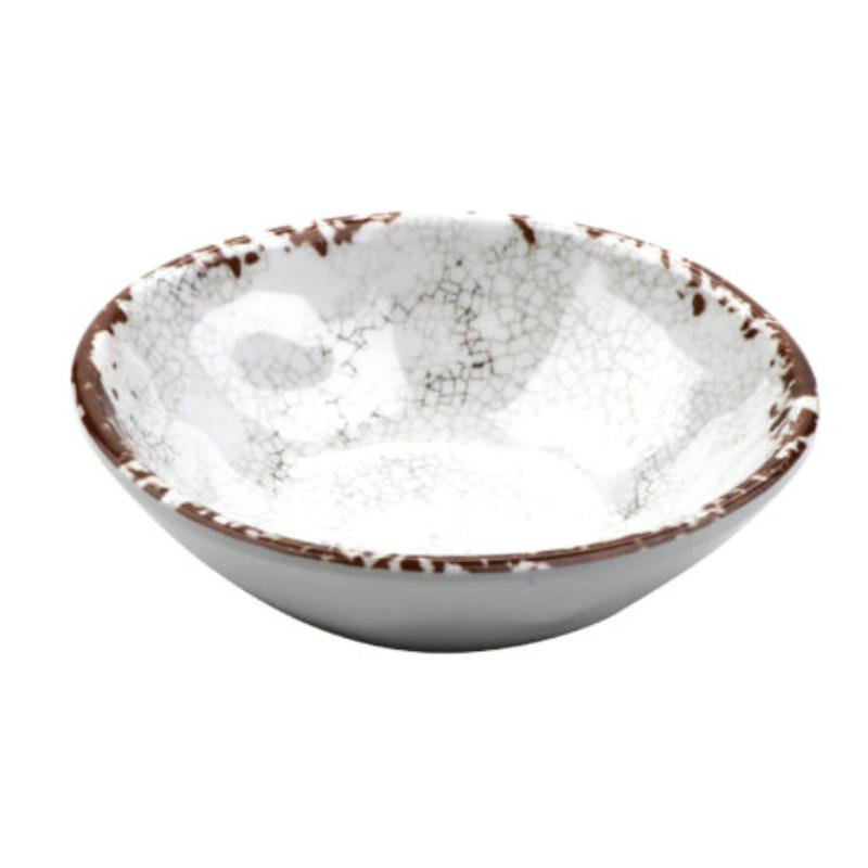 Picture of Winco B-5-FM 5 oz Melamine Small Round Irregular Monkey Dish, Side Bowl - 5.5 oz Rim-Full, 4.5 in. Top Dia., 1.25 in. Deep, G.E.T. French Mill