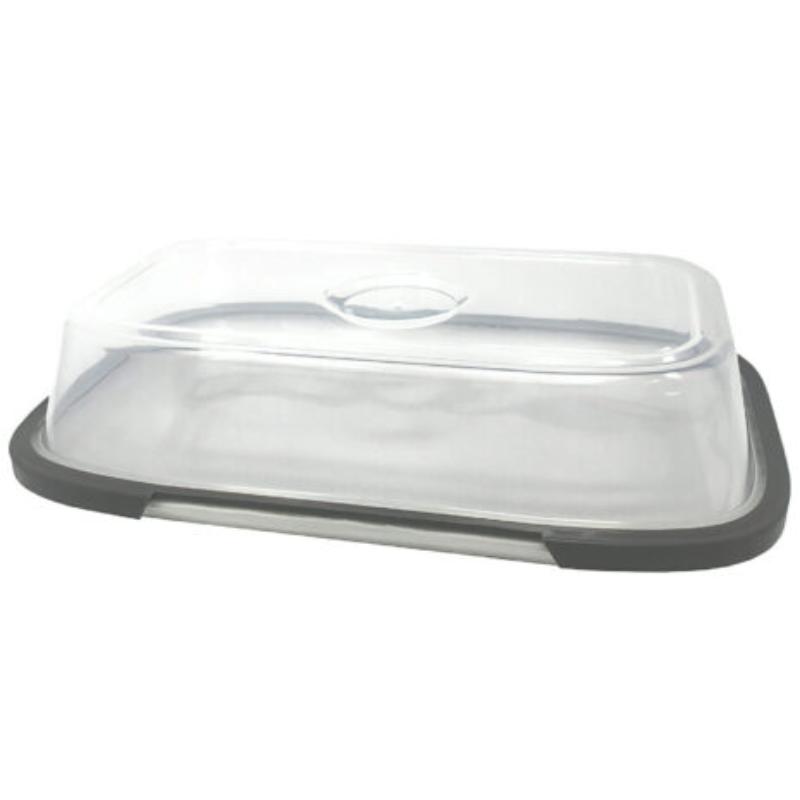 Picture of Winco LID-CS117-CL 12.25 x 7.75 x 2.37 in. Clear Polypropylene Reusable Lid Cover for Cs-117, 2 in. Top Insert Dia. - Top Insert Securely Holds B-8 Bowl - G.E.T. Reusable Plate Covers