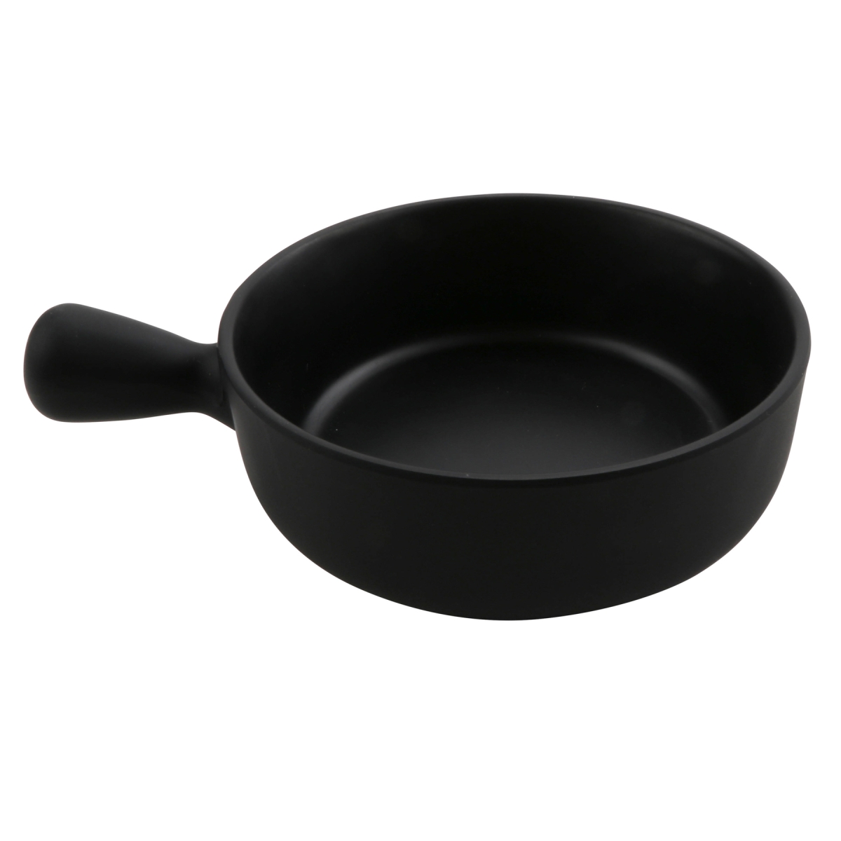 Picture of Winco 30900-BK 6 oz Explore Melamine Bowl with Handle - 8.5 oz Rim-Full, 6 x 4.43 x 1.7 in. - G.E.T, Cheforward - Black - Each 12