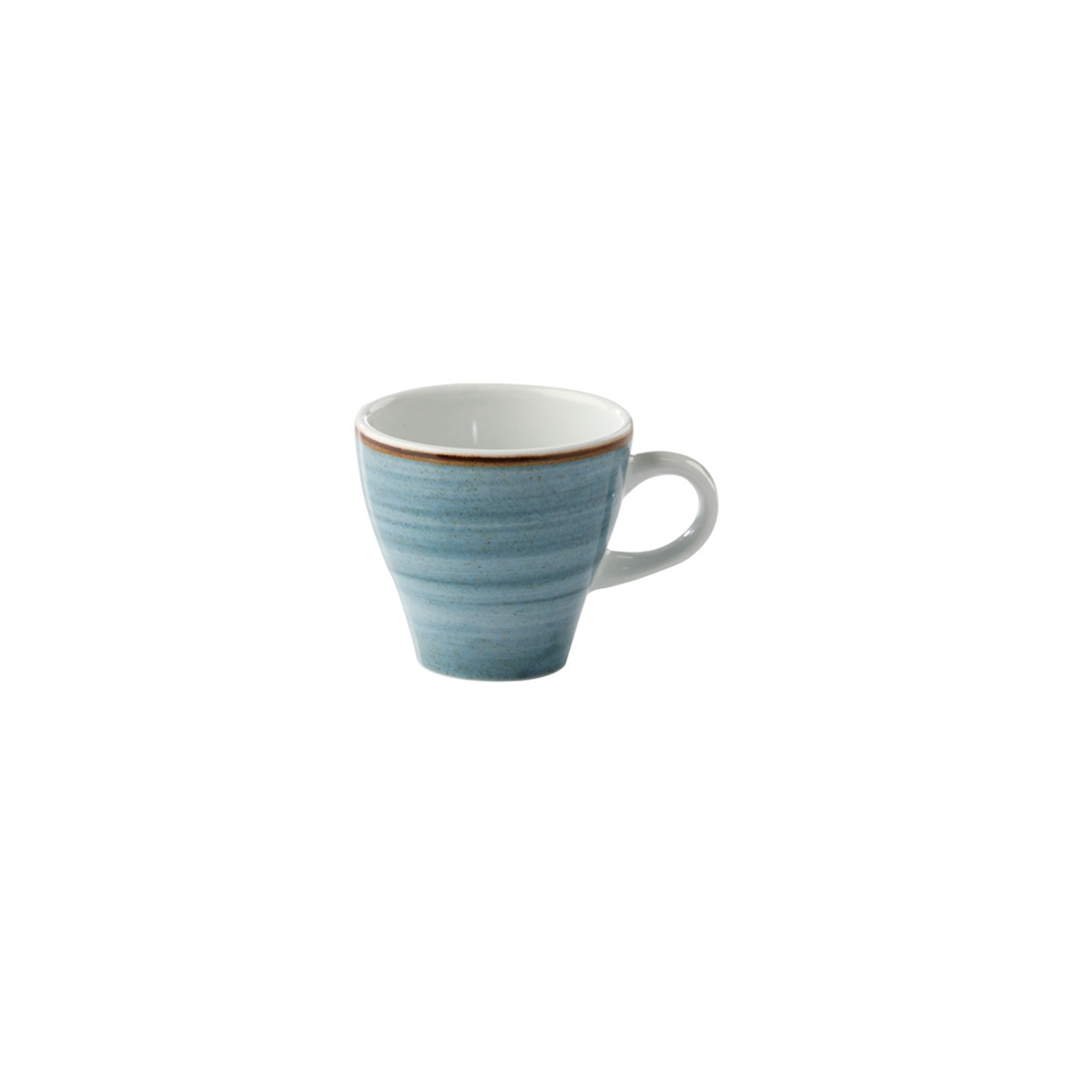 Picture of Winco PA1604804324 5.5 oz Porcelain Cappuccino Cup, 4.33 in. Dia. with Handle - G.E.T. Aritsan Blue - 2 Dozen