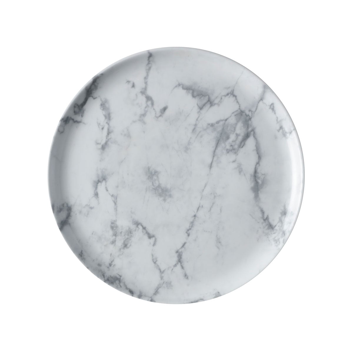 Picture of Winco PA110F712812 11 in. Porcelain Coupe Plate, 11 x 11 x 0.9 in. G.E.T. Corona Marble - White & Grey - 1 Dozen