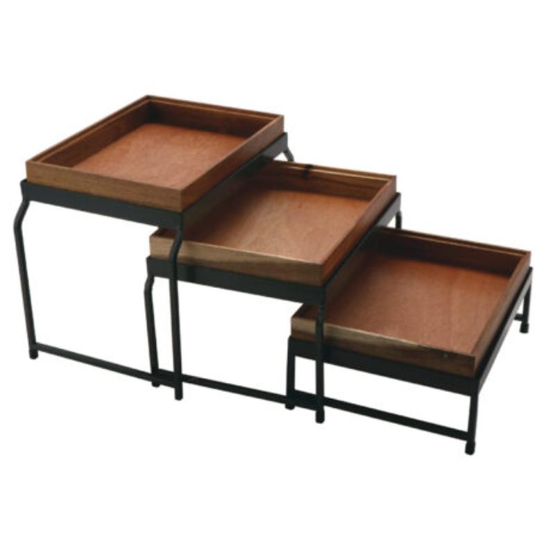 Picture of Winco IR-735-MG-1292UR 3-Tier Nesting Stand Set - Metal Grey