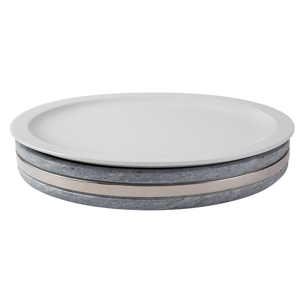 Picture of Winco 3256050 16.1 in. Cold Food Display Set with Soapstone Base - Gray & White