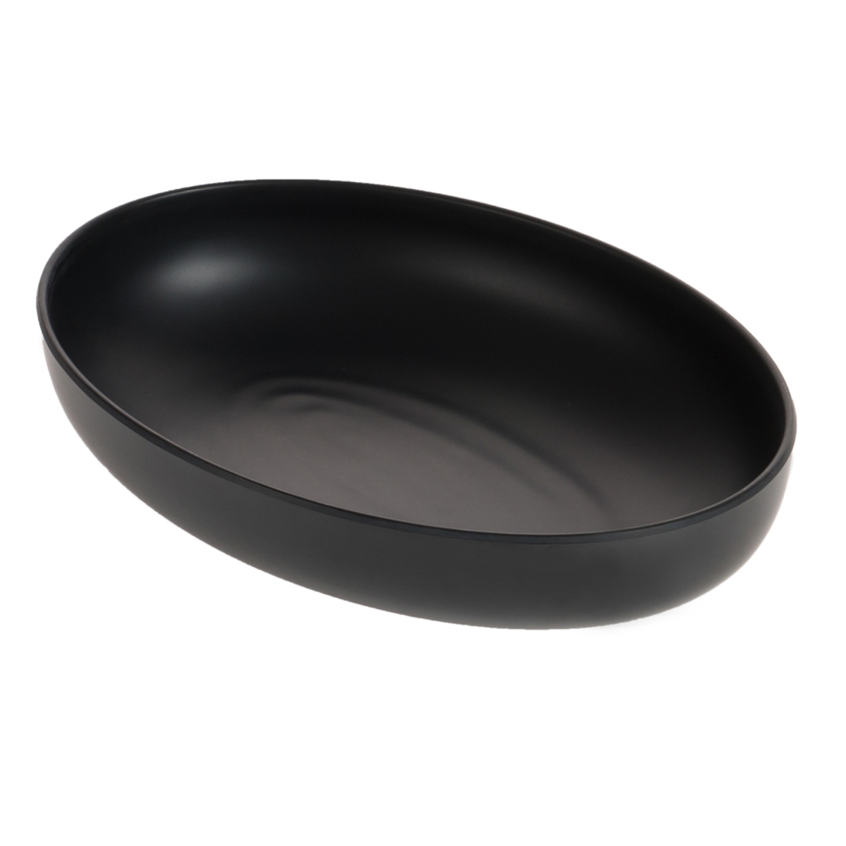 Picture of Winco EXC419 64 oz Excel Black Oval Melamine Pasta Bowl, 10 x 7 x 2.375 in. - G.E.T, Cheforward - Each 12