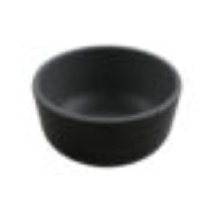 Picture of Winco RR-3-GRM-BKM 3 oz Sauce Melamine Dish - 4 oz Rim Full - Grey Matte Inside & Black Matte Outside, G.E.T. Roca