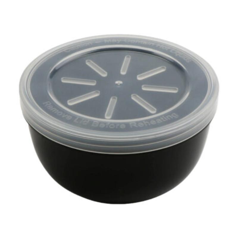Picture of Winco EC-24-2X-BK-CL 16 oz Black & Clear Polypropylene Soup Reusable Container - 18 oz Rim-Full, 4.375 in. Top Dia., 2.9 in., G.E.T. Eco-Takeouts