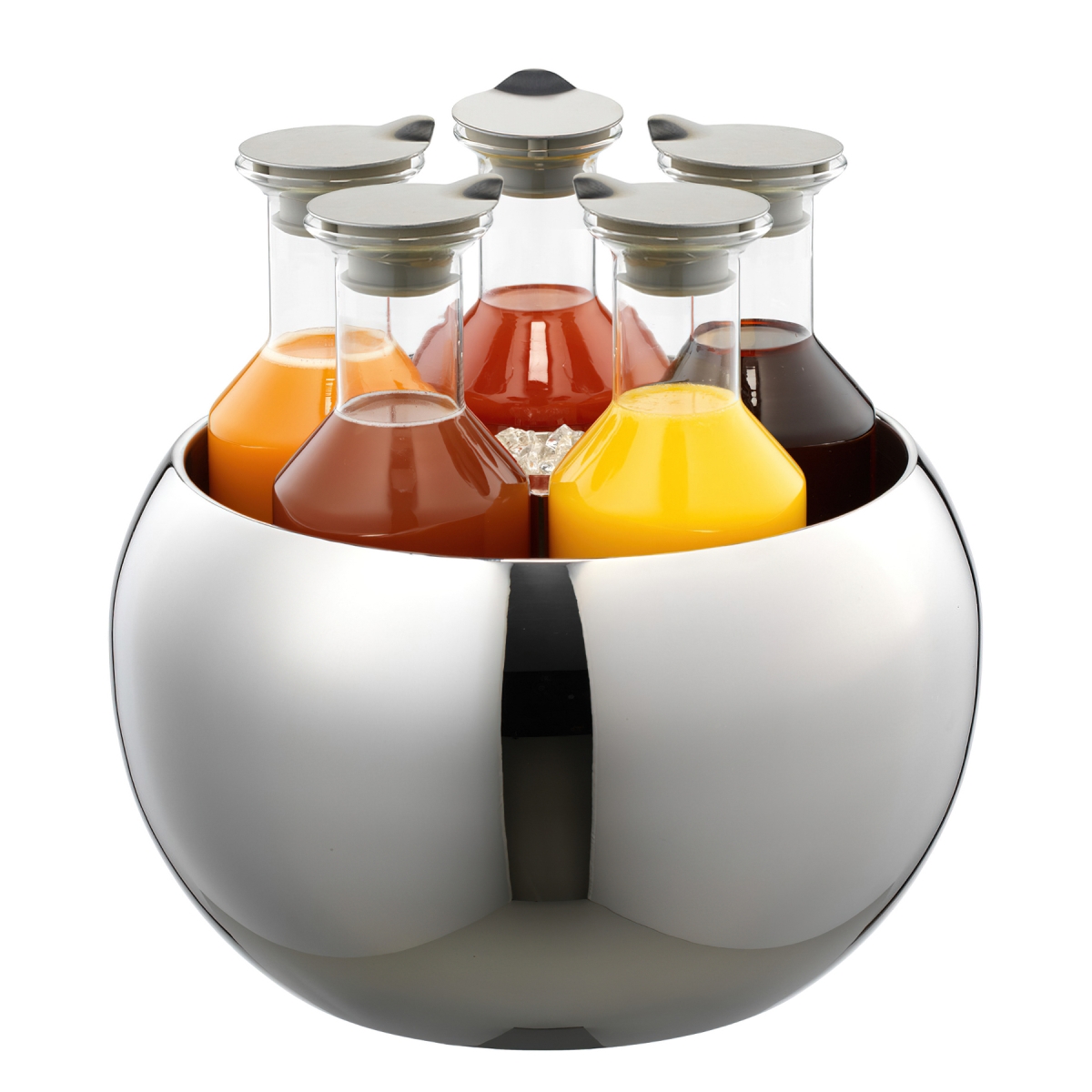 Picture of Winco 3148063 5-Carafe Hammered Stainless Steel Beverage Tub Set