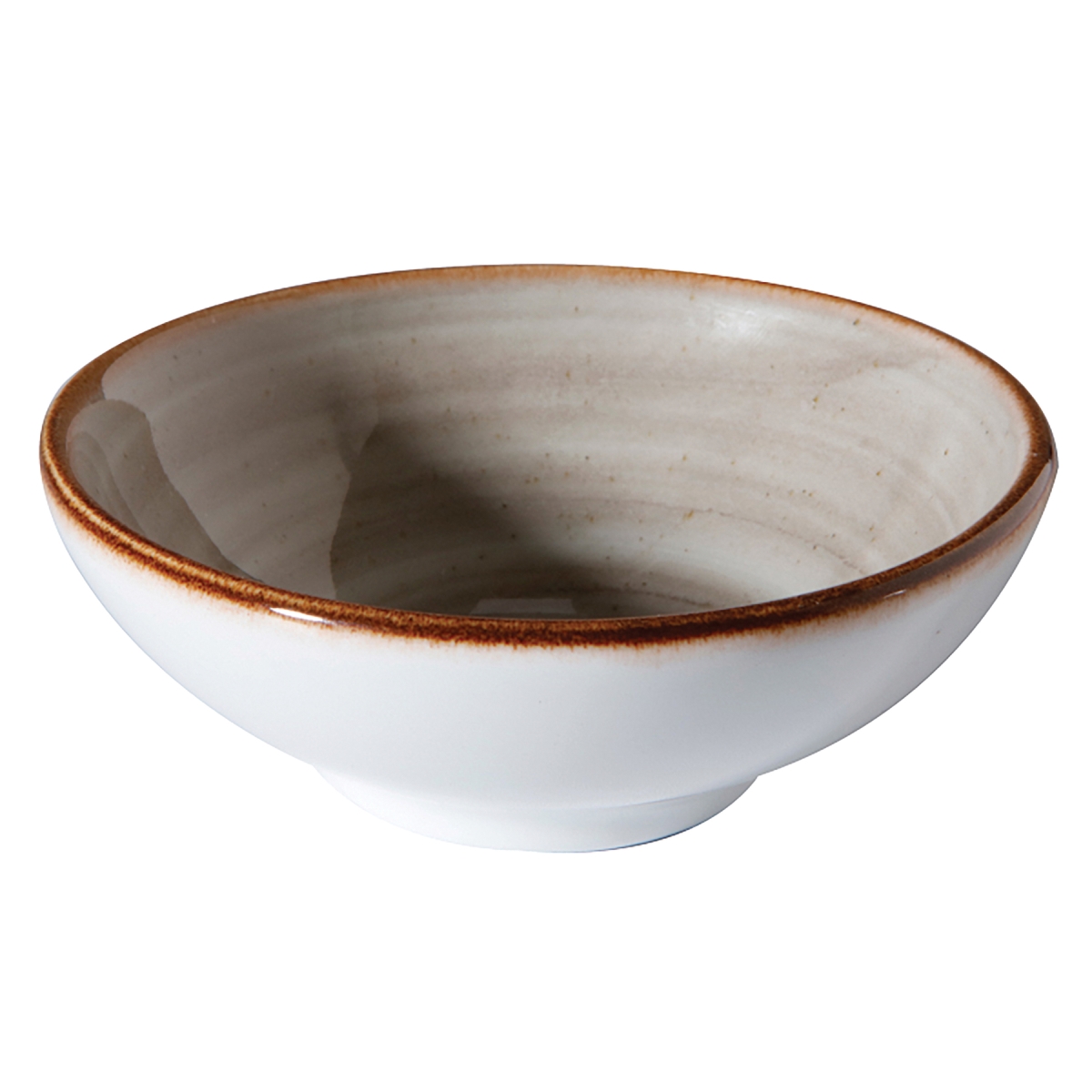 Picture of Winco PA1607930024 2.7 oz Grey, Porcelain, Mini Bowl & Ramekin, 3.75 in. Top Dia., Corona Artisan Grey - 2 Dozen