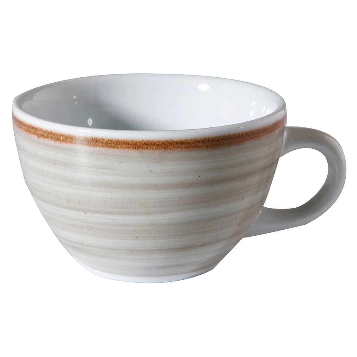 Picture of Winco PA1607904224 3.7 in. Porcelain Round Espresso Cup with Handle, 4 in. Top Dia., Corona Artisan Grey - 2 Dozen