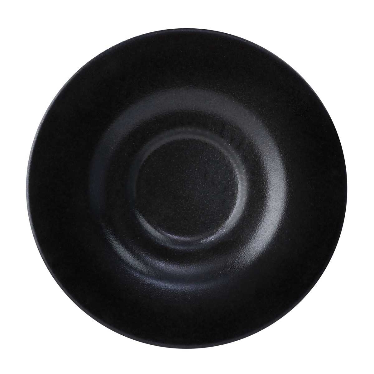 Picture of Winco PP1941900124 5 in. Black Reactive Glaze Porcelain Coffee & Espresso Saucer, Corona Cosmos Pluto - 2 Dozen