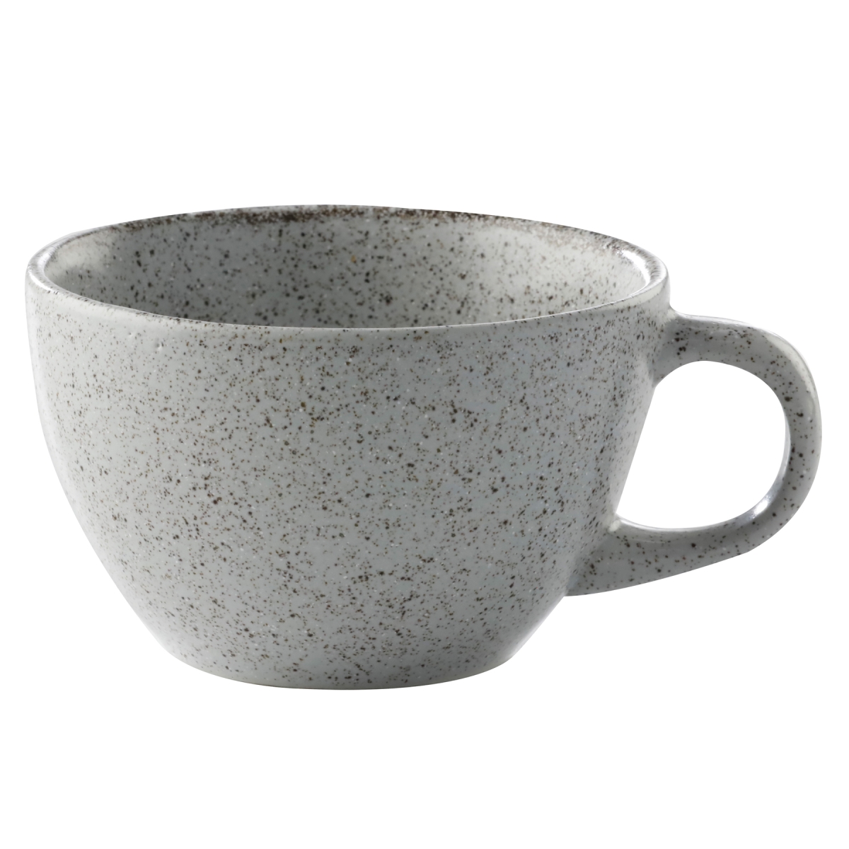 Picture of Winco PP1944904224 3.7 oz Speckled Grey Reactive Glaze Porcelain Espresso Cup, 4 in. Dia. with Handle, Corona Cosmos Moon - 2 Dozen
