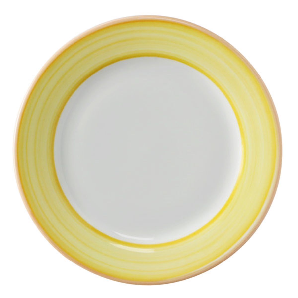 Picture of Winco PA1600901424 6.5 in. Yellow Porcelain Rolled Edge Plate, Corona Calypso - 2 Dozen