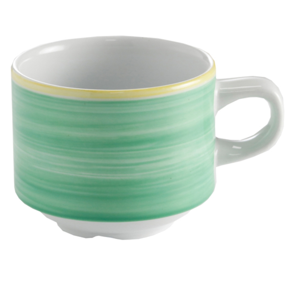 Picture of Winco PA1603904024 2.9 oz Green Porcelain Stackable Espresso Cup, 3.75 in. Dia. with Handle, Corona Calypso - 2 Dozen