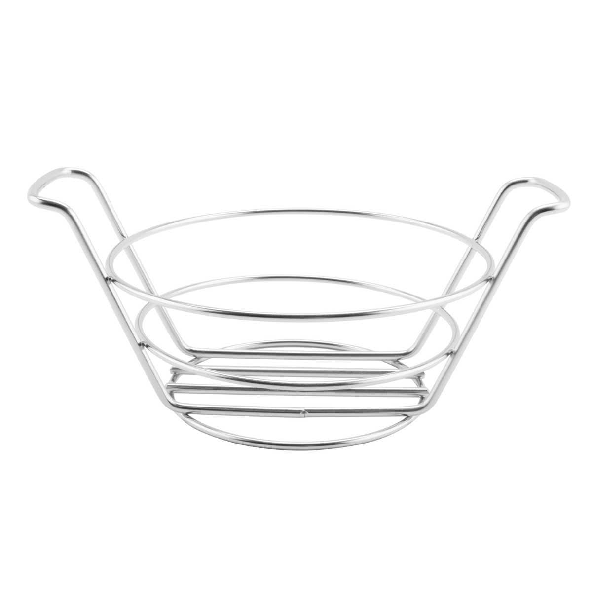 Picture of Winco 4-22784 7 in. Round Basket with Handles, 3 in. Tall - Stainless Steel - Each 12