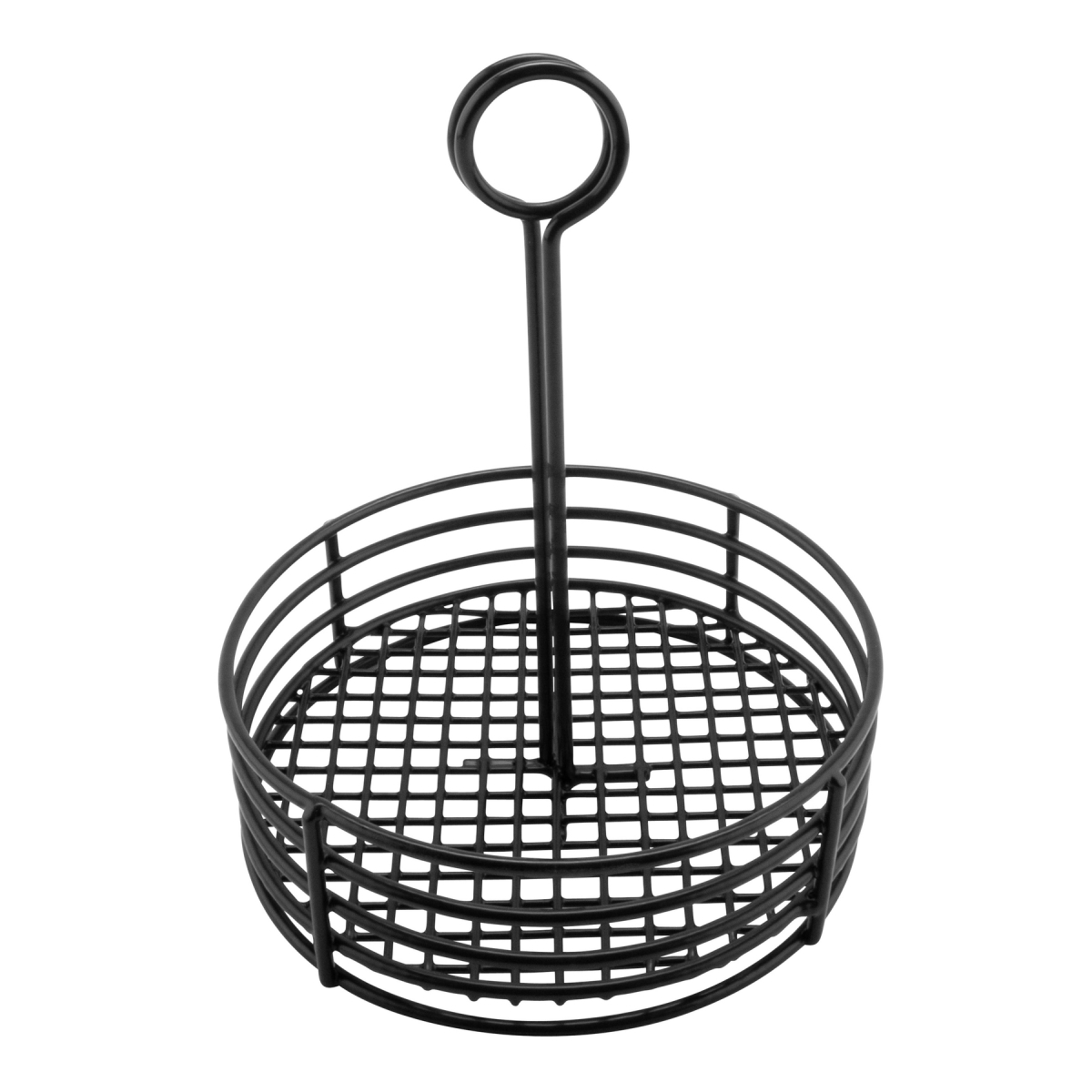 Picture of Winco 4-31855 7.5 in. Round Caddy, 9.5 in. Tall, PE Coated - Black - Each 12