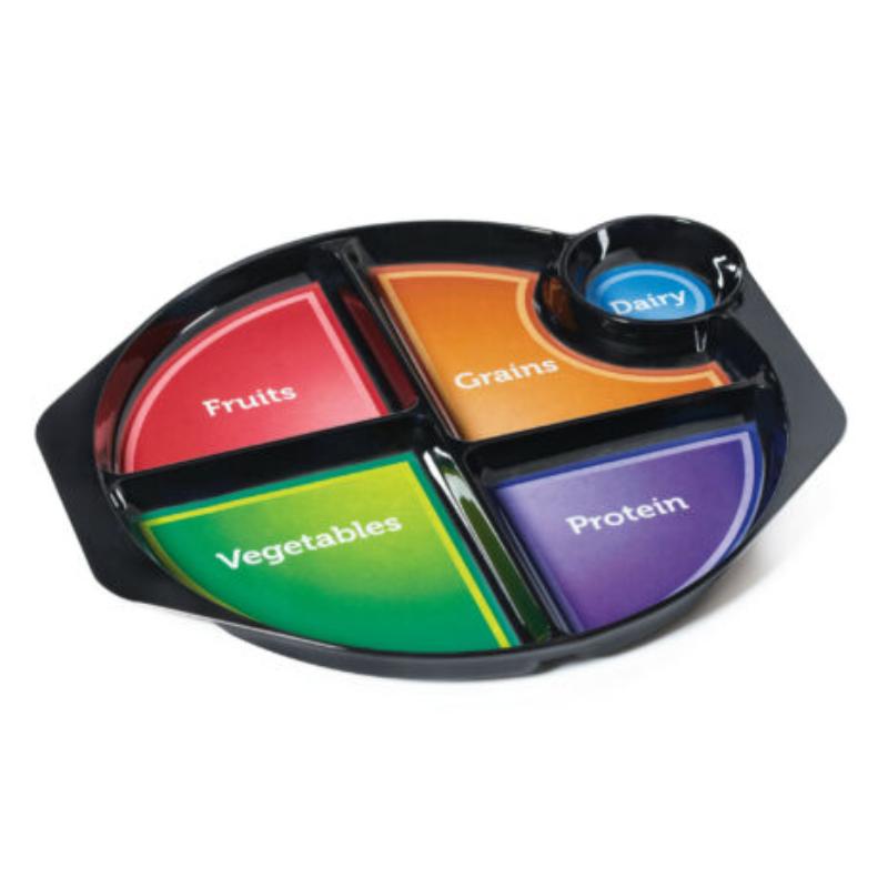 Picture of Winco CP-535-CMP 5-Compartment Plate, Choosemyplate Circle Diary Compartment - Black