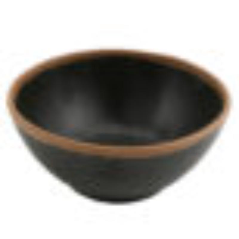 Picture of Winco B-302-BR 20 oz Brown Melamine Round Entree Bowl - 28 oz Rim-Full, 6.25 in. Top Dia., 2.25 in. Deep, G.E.T. Pottery Market Glazed