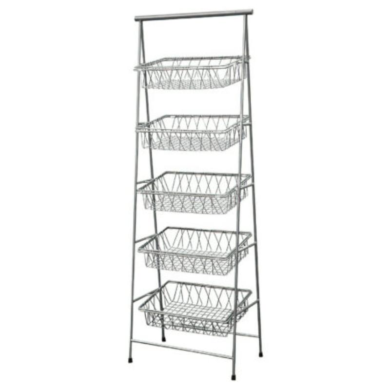 Picture of Winco IR-951T-SV 23.5 x 14 in. Rectangular 5-Tier Tilted Pane Stand, 64 in. Tall - Silver