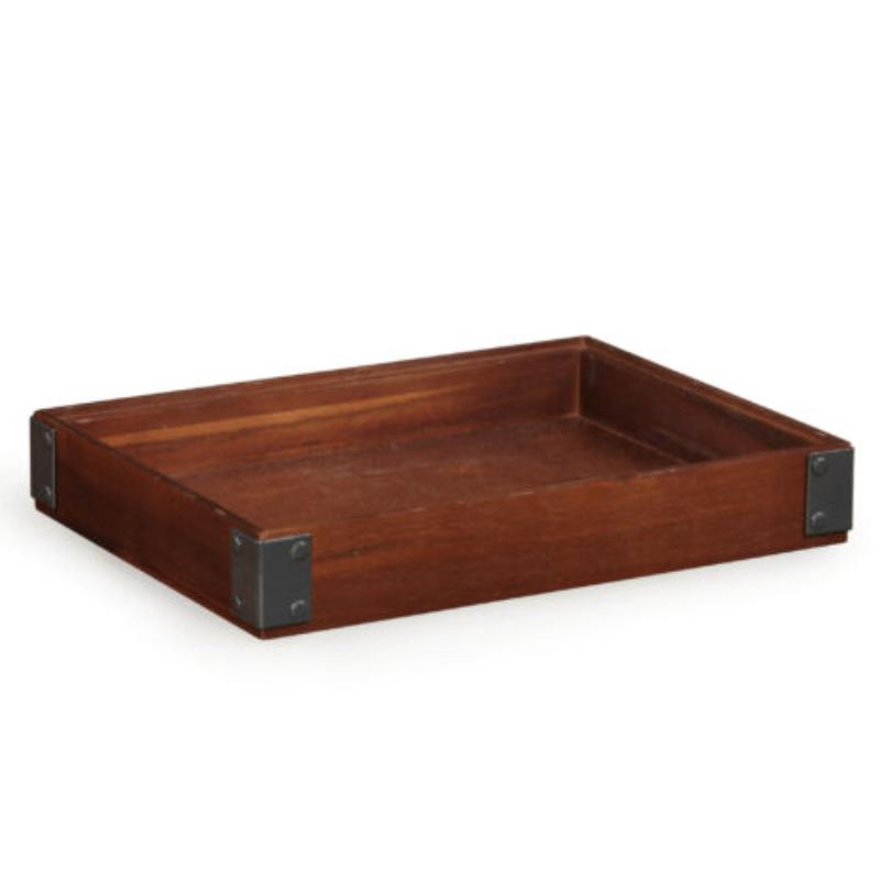 Picture of Winco WB-1292WD-W 12 x 9 in. Rectangular Stackable Wood Display Box with Metal Brackets & Condiment Organizer, 2 in. Tall - Walnut