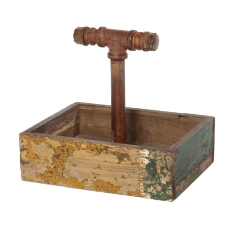 Picture of Winco CAD1-RWD Reclaimed Wood Condiment Caddy & Drink Caddy, Rectangular, 9 x 7 in., 8.25 in. Tall