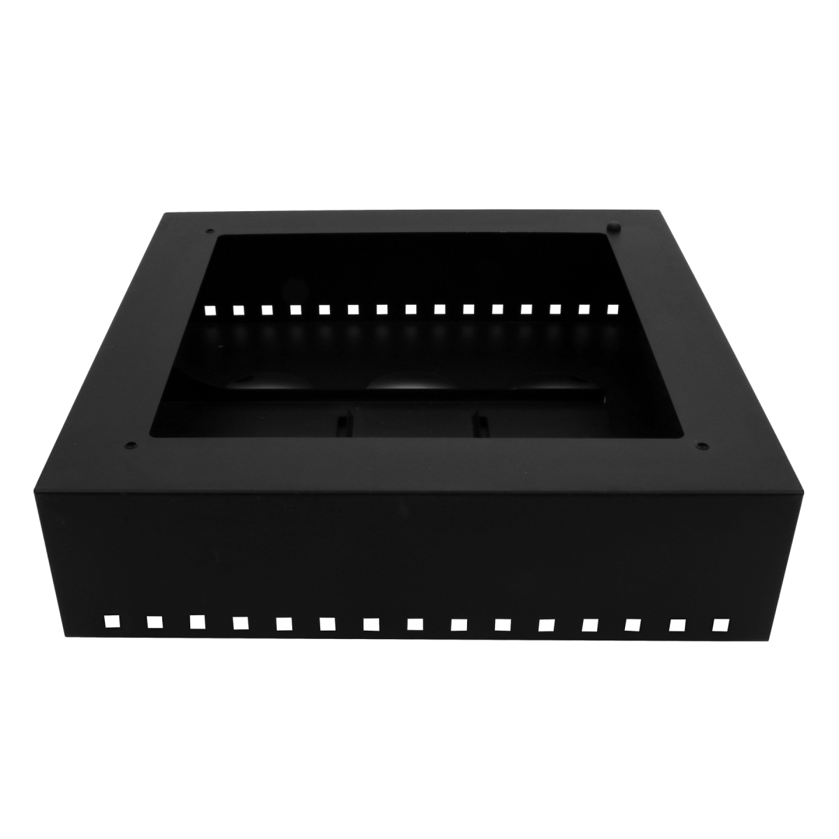 Picture of Winco ST11602115 Strata Square Base Unit, 16.5 x 16.5 x 5.25 in. for Round Insert, with Protective Case, Fits ST11702014 & ST11702015, 18 Gauge Powder Coated Galvanized Steel - Black