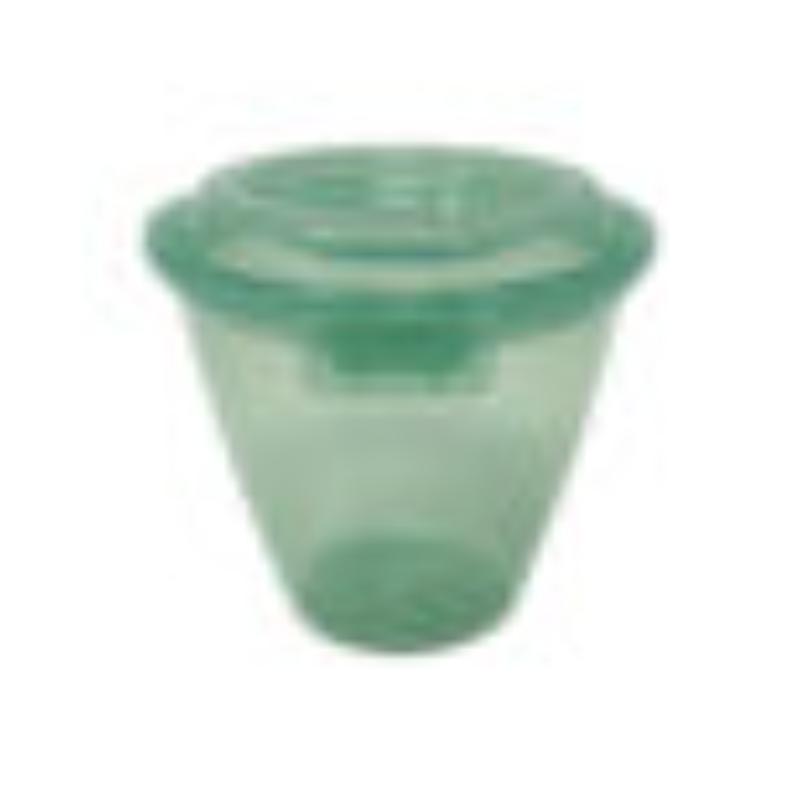 Picture of Winco EC-21-JA 12 oz Polypropylene Jade Reusable Side-Dish & Large Sauce Cup with Hinged Lid - 14 oz Rim-Full, 4.25 Top Dia., 3 Tall, G.E.T. Eco-Takeouts
