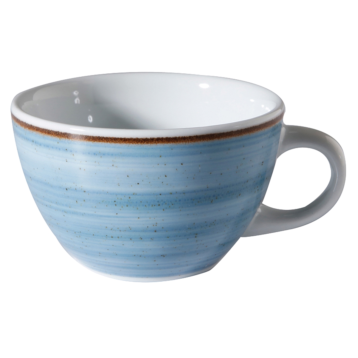 Picture of Winco PA1604904424 8.8 oz Blue, Porcelain, Round Espresso & Tea Cup with Handle, 5 in. Top Dia., Corona Blue Artisan - 2 Dozen