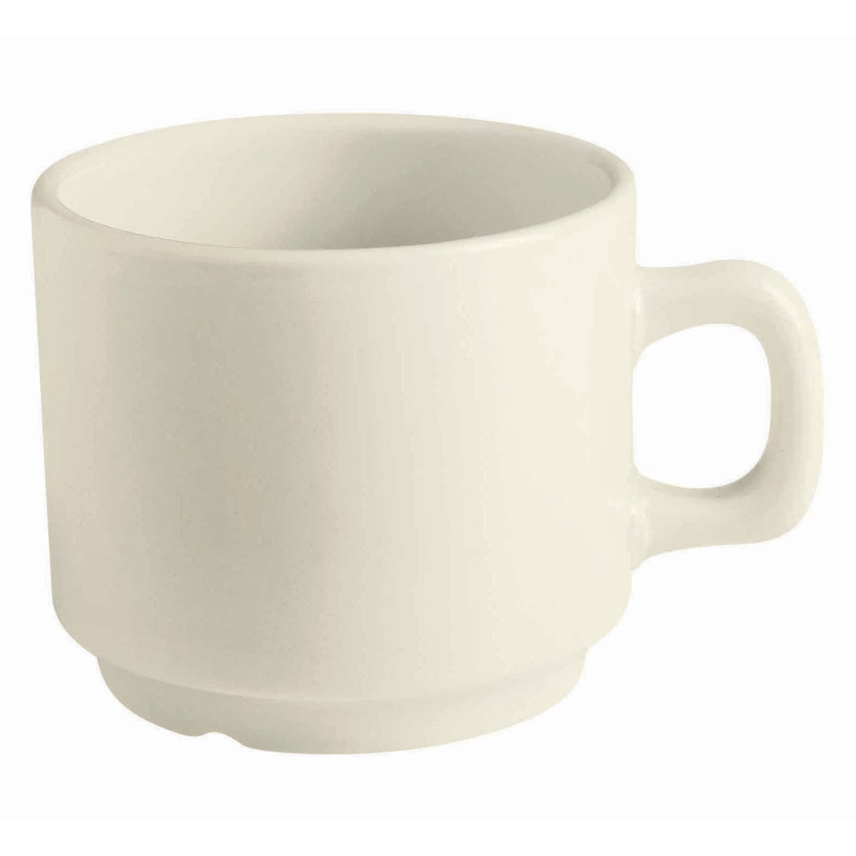 Picture of Winco PP1100704324 7.8 oz Cream White Porcelain Stackable Tea Cup, 4.5 in. Dia. with Handle, Corona Americana - 2 Dozen