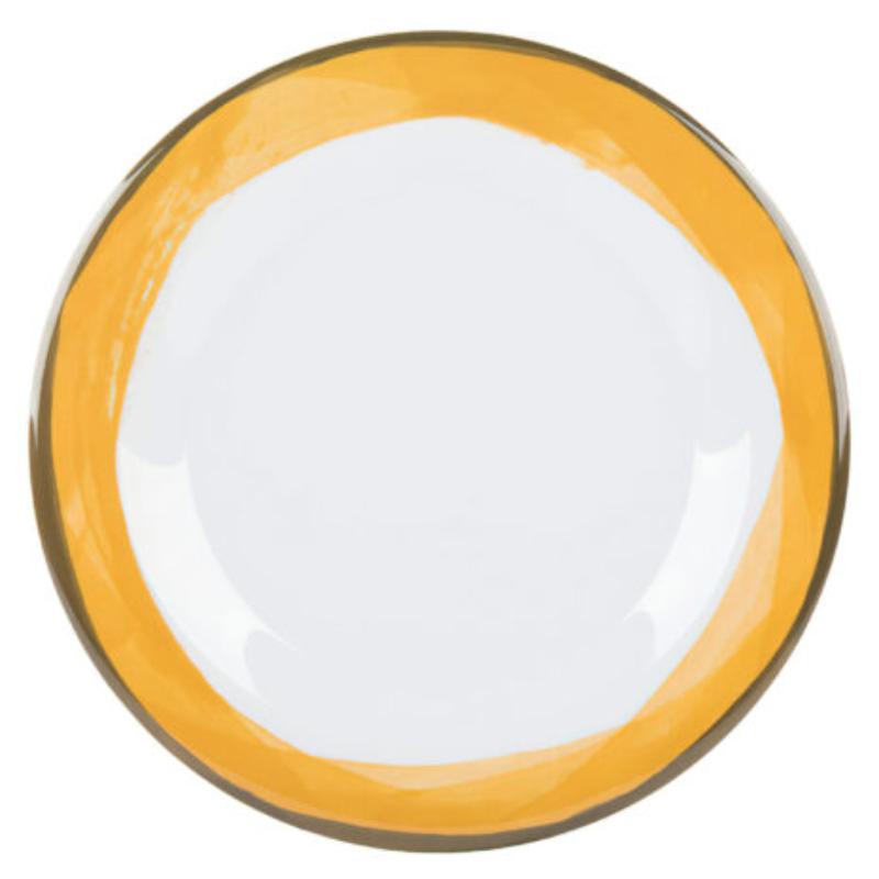 Picture of Winco WP-10-DW-KNY 10.5 in. Wide Rim Plate, Diamond White Base - Kanello Yellow