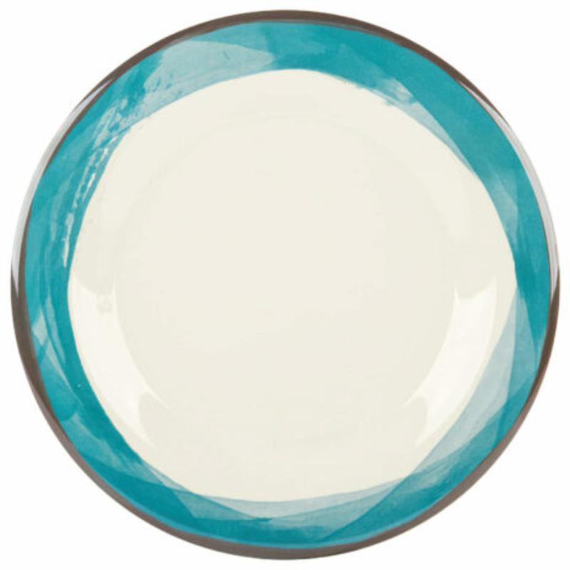 Picture of Winco WP-9-DI-KNB 9 in. Wide Rim Plate, Diamond Ivory Base - Kanello Blue
