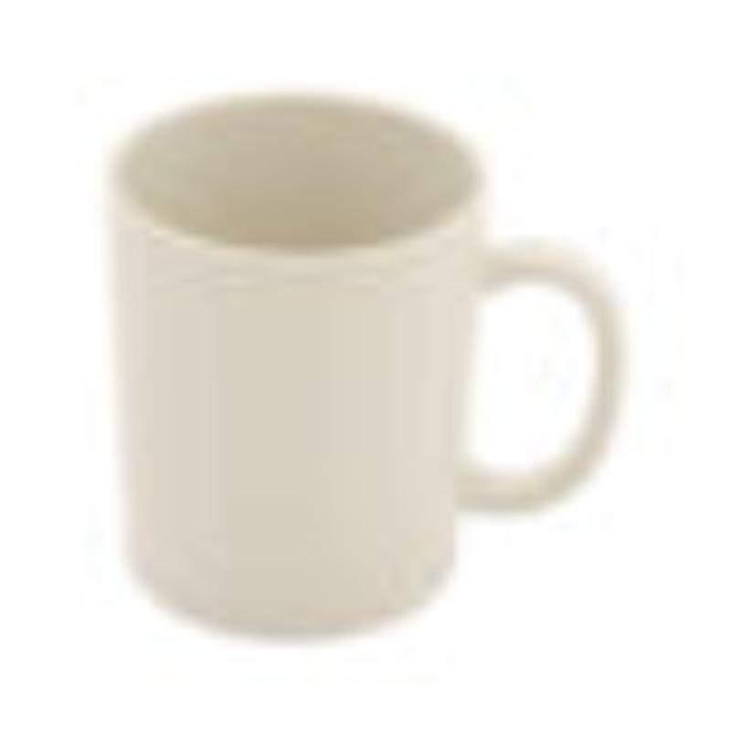 Picture of Winco TM-1316-IV 12 oz Tritan Ivory Coffee Mug with Handle - 16 oz Rim-Full, 3.5 in. Top Dia. - 4.8 in. Top Dia. with Handle, 4.1 in. Tall, 3.9 in. Deep, G.E.T. Cups & Mugs