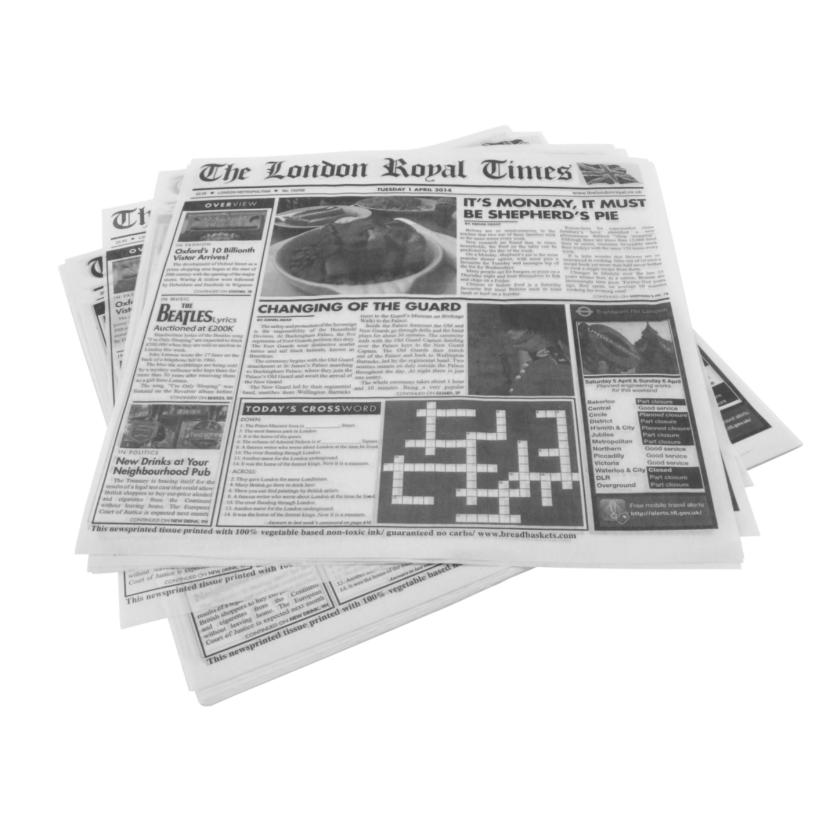 Picture of Winco 4-TN1000 12 x 12 in. Food-Safe London Newsprint Liner, White, 1000 Piece