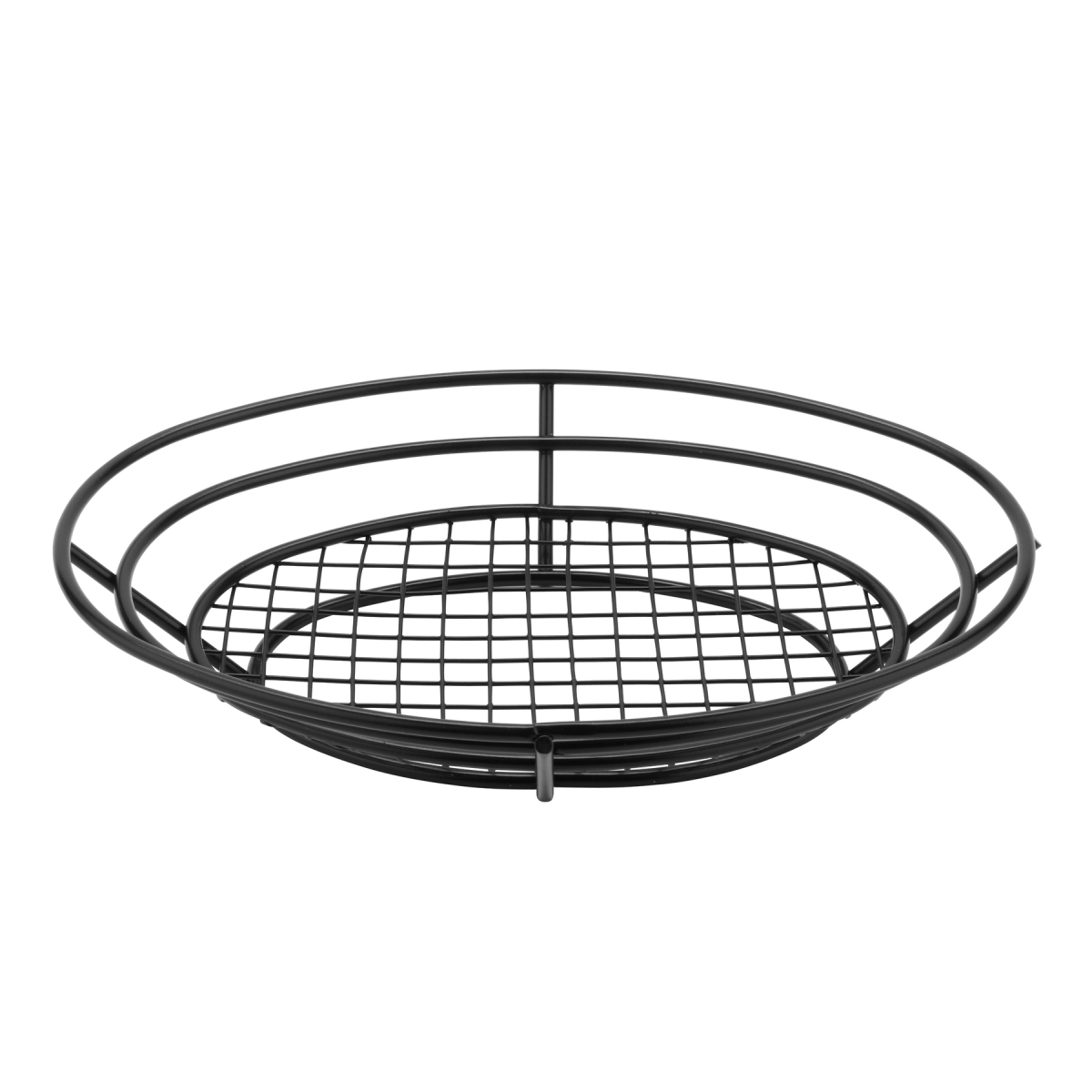 Picture of Winco 4-38814 11 x 8 in. Oval Basket with Raised Grid Base, 2.25 in. Tall - Black - Each 24
