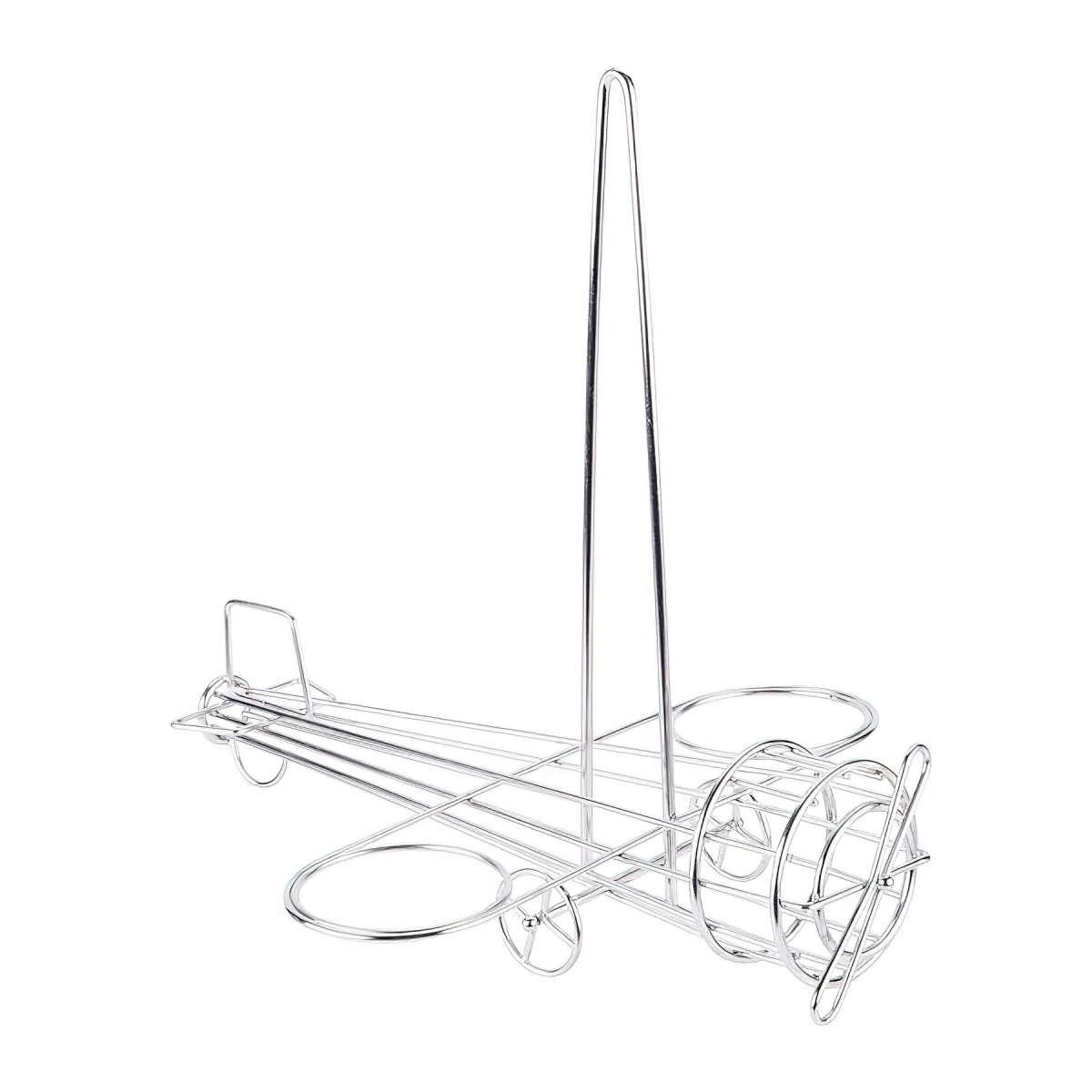 Picture of Winco 4-882808 12 x 11 in. Onion Ring Airplane Tower with 2 Holders, 12.5 in. Tall, 2.75 in. - Stainless Steel - Each 6