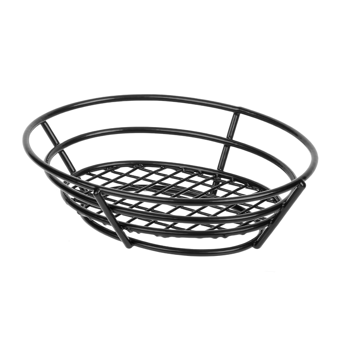Picture of Winco 4-38808 8 x 6 in. Oval Basket with Raised Grid Base, 2.25 in. Tall - Black - Each 12