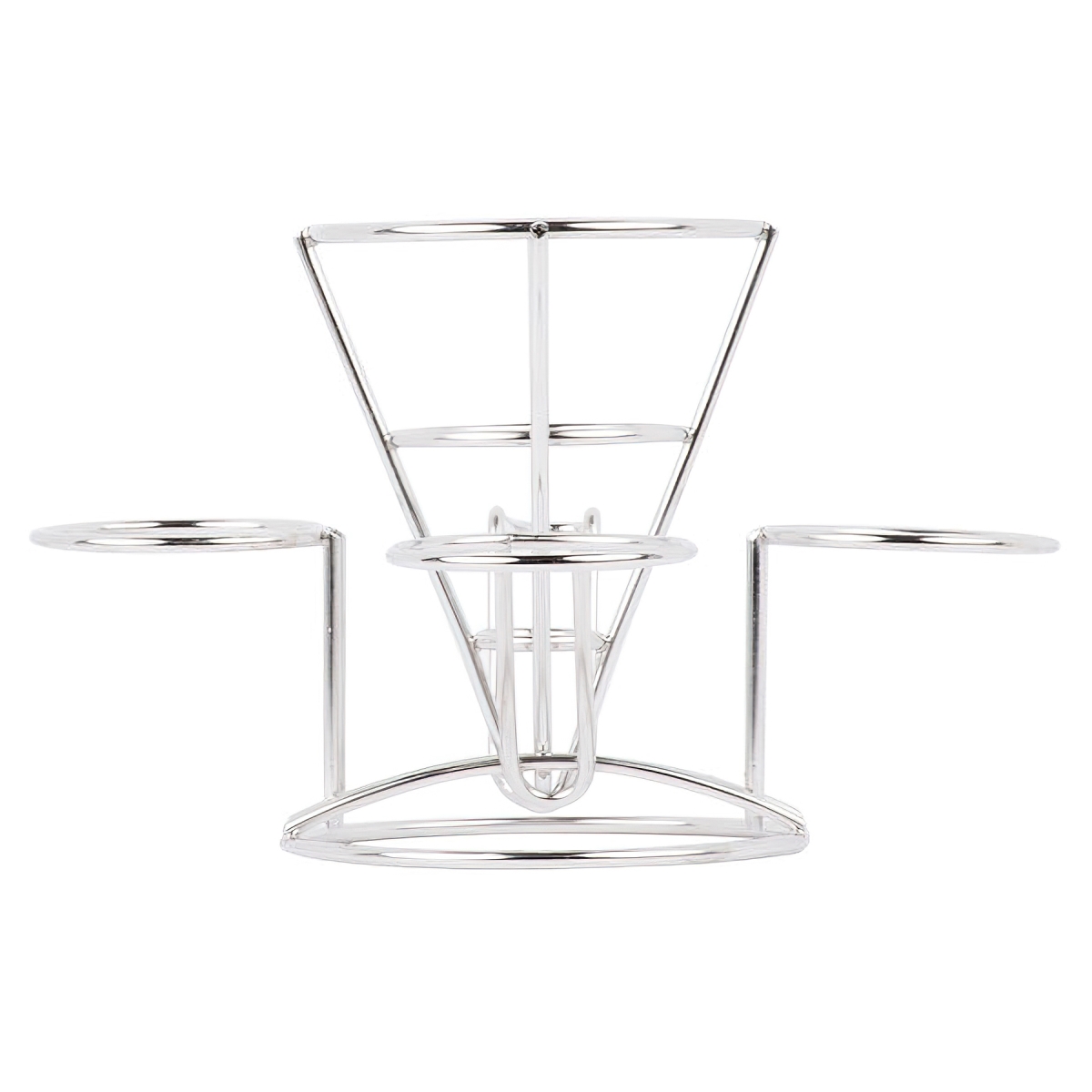 Picture of Winco 4-96283 Fry Cone with 3 Holders & Handle, 4.25 in. Dia., 6 in. Tall, 2.75 in. Holder - Stainless Steel - Each 12