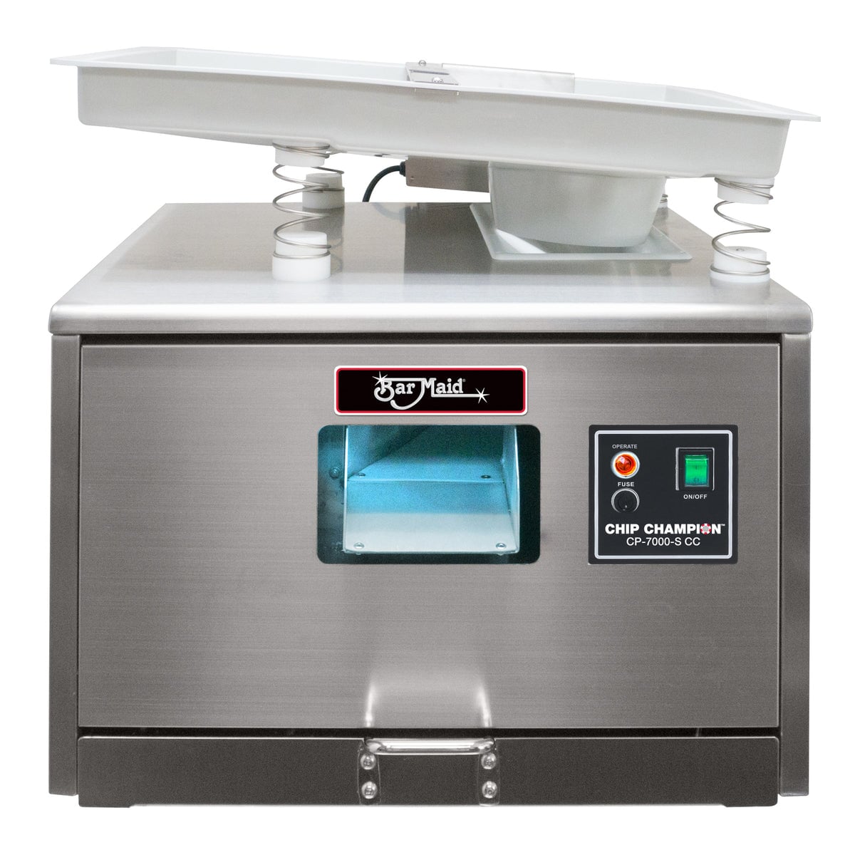 Picture of Winco CP-7000-S-CC Bar Maid Chip Champion with Feeder Tray - 10, 000 Piece & Hour