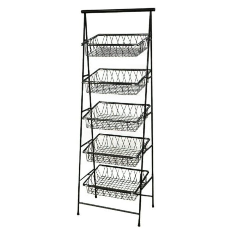 Picture of Winco IR-951T-BK 23.5 x 14 in. Rectangular 5-Tier Tilted Pane Stand, 64 in. Tall - Black