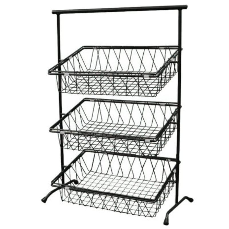 Picture of Winco IR-952T-SV 22.75 x 11 in. Rectangular 3-Tier Tilted Pane Stand, 31.25 in. Tall - Silver