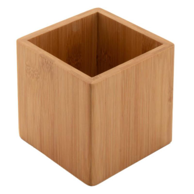 Picture of Winco WB-444-UR 20 oz Wood Square Jar, 4 x 4 x 4 in. - 24 oz Rim-Full - Urban Re al, G.E.T - Walnut