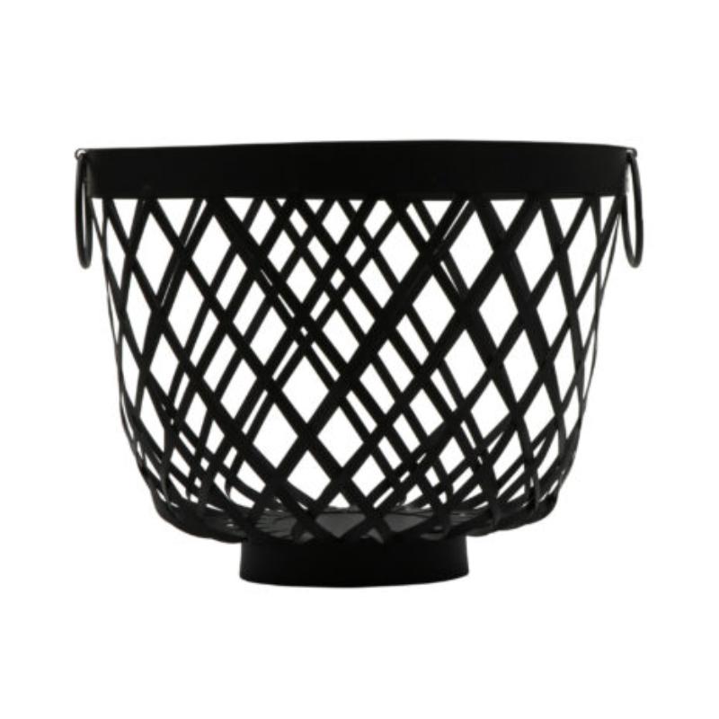 Picture of Winco WB-570-BK 12.5 in. Dia. x 9.75 in., Black, Iron Powder Coated, Round Basket with Side Ring Handles - 8.75 in. Deep - G.E.T. Harvest Baskets