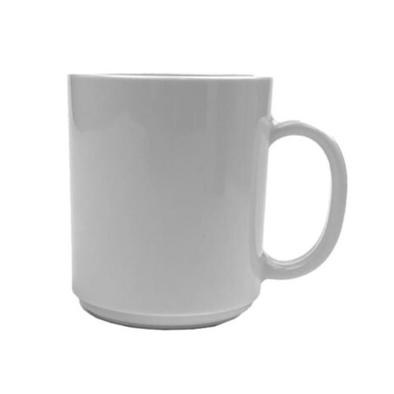 Picture of Winco TM-1311-W 8 oz Tritan White Stackable Coffee Mug with Handle - 11 oz Rim-Full, 3 in. Top Dia. - 4.3 in. Top Dia. with Handle, 3.5 in. Tall, 3.25 in. Deep, G.E.T. Cups & Mugs