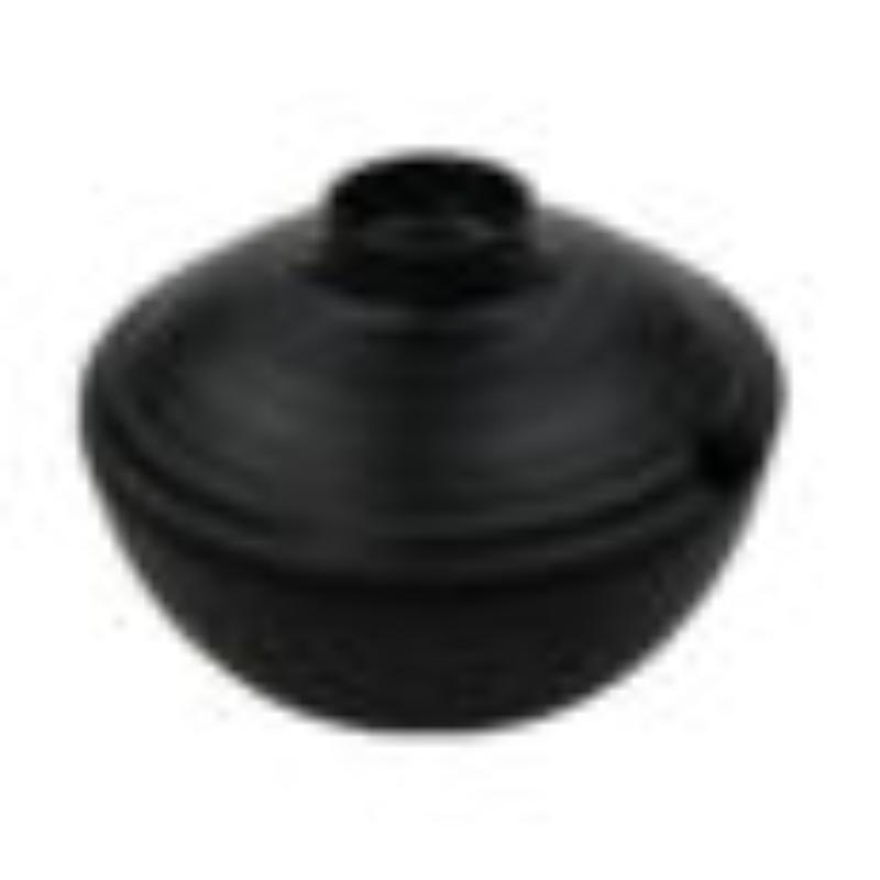 Picture of Winco B-200-BK 20 oz Melamine Black, Round Bowl with Lid - 30 oz Rim-Full, 2.265 in. Deep, 3 in. - 5 in. with Lid, G.E.T. Nara