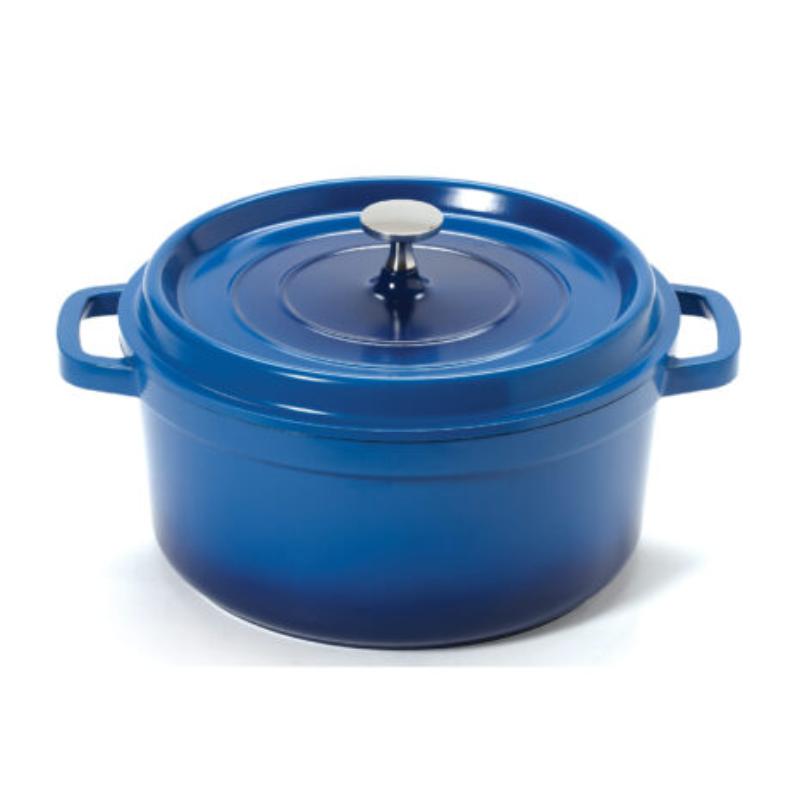 Picture of Winco CA-012-CB-BK-CC 4.5 qt. - 5 qt. Rim-Full - 9.5 in. Induction Ready Round Dutch Oven with Lid, 4.25 in. Deep - Clear Coat - Blue