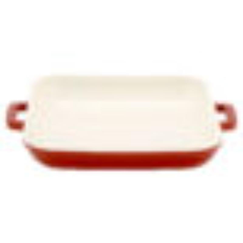 Picture of Winco CA-004-RW-CC 10 oz - 12 oz Rim-Full, 6 in. Mini Induction Ready Square Grill Pan - 7 in. with Handles, 1 in. Deep - Red with White