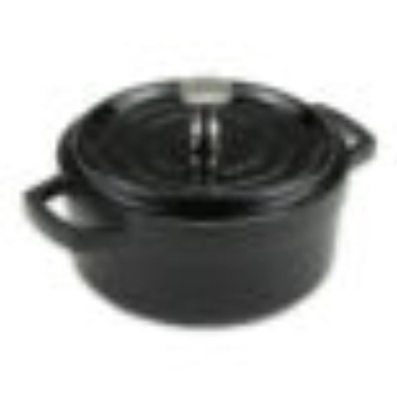 Picture of Winco CA-102-BK-BK-CC 8 oz - 10 oz Rim-Full, 4.25 in. Mini Round Bistro Pot with Lid - 5.5 in. with Handles, 1.75 in. Deep - Black