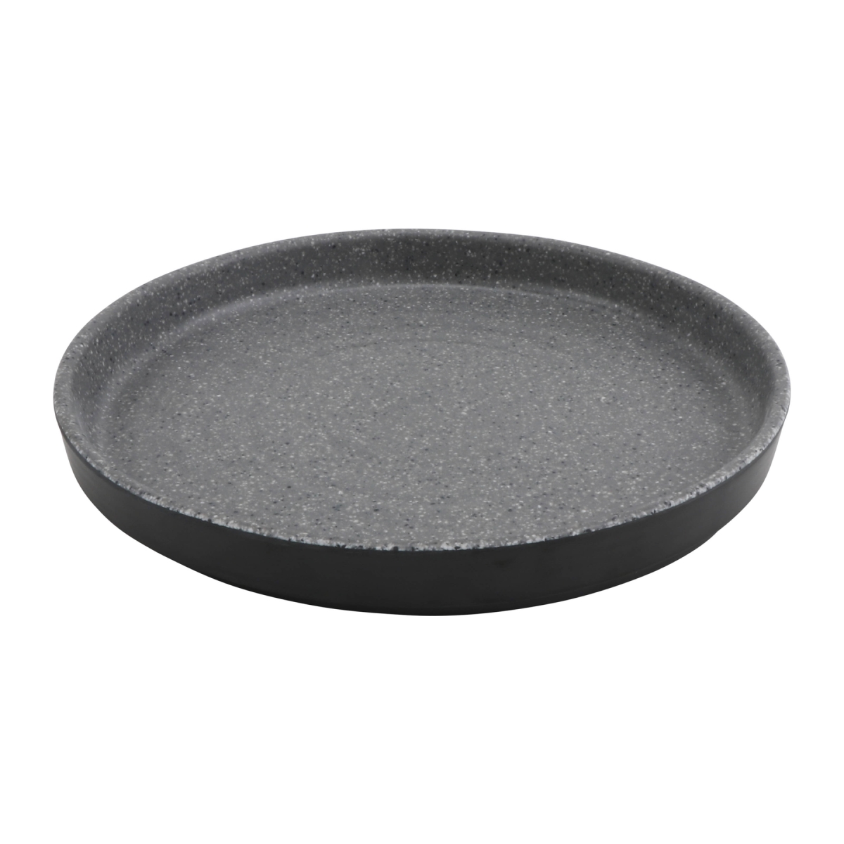 Picture of Winco INF214 8.14 in. Infuse Stone Grey & Black Melamine Plate with Edge Rim - Small - 8.14 x 8.14 x 1.1 in. - G.E.T, Cheforward - Each 12