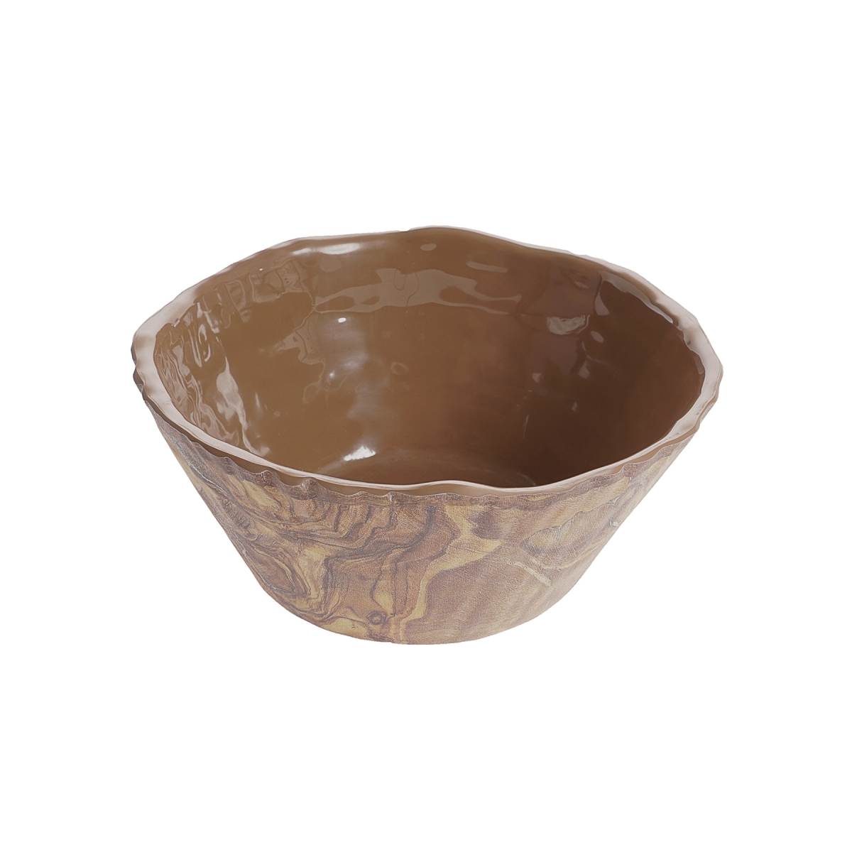 Picture of Winco TRA202 40 oz Transform Olive Wood Trunk Melamine Bowl - Small - 7.25 x 7.25 x 3.75 in. - G.E.T, Cheforward - Each 12