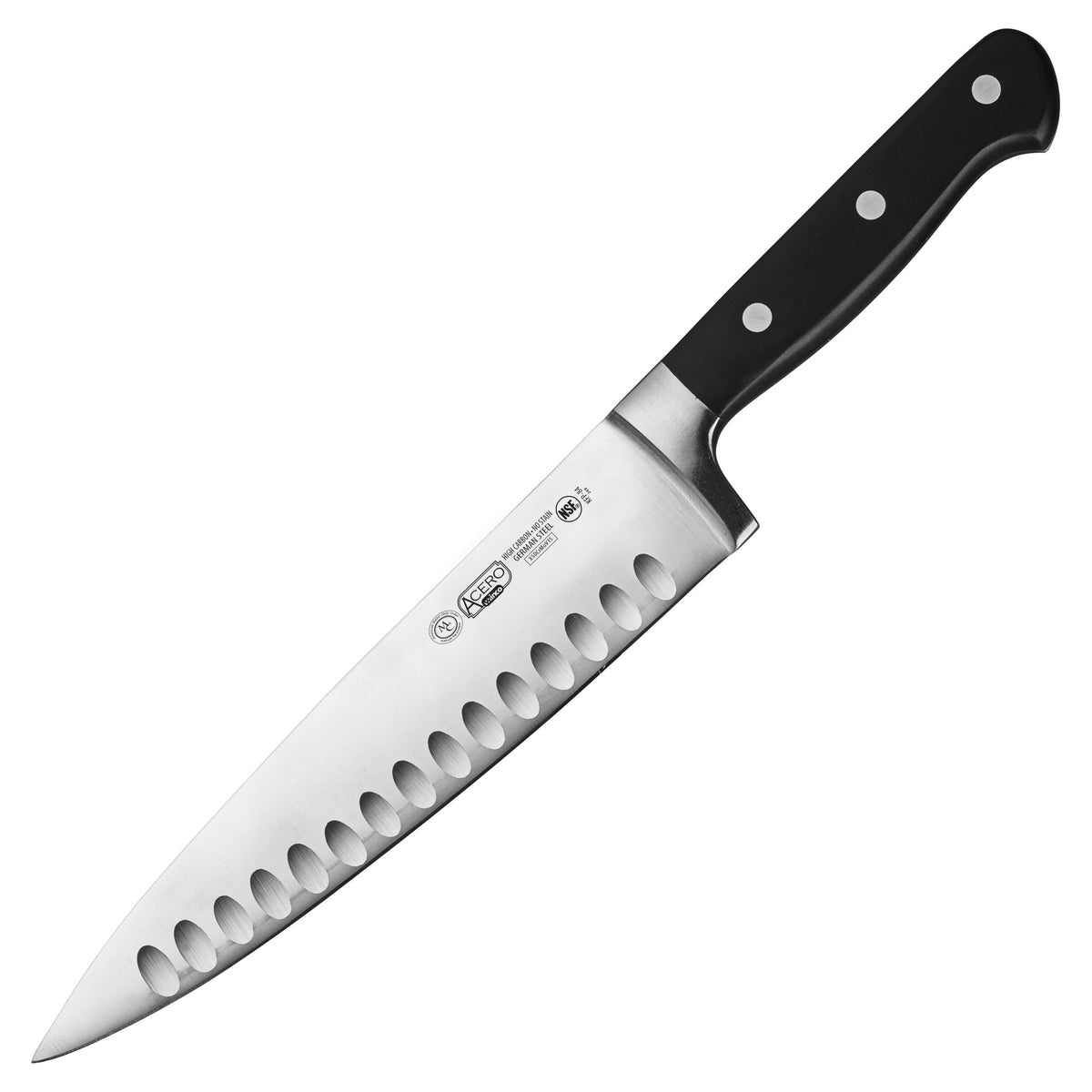 Picture of Winco KFP-84 Acero 8 in. Chefs Knife, Hollow Ground