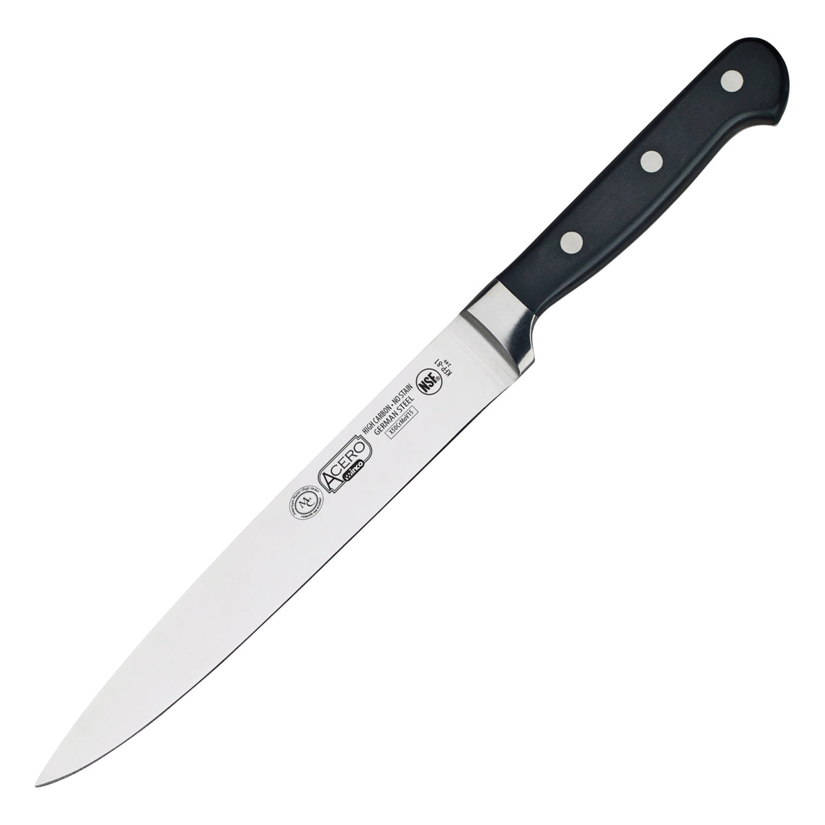 Picture of Winco KFP-81 Acero 8 in. Slicer - Triple Riveted, Full Tang Forged Blade